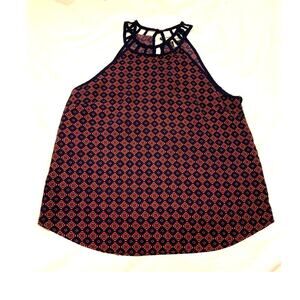 Monteau Los Angeles Sleeveless Medium Womens Top Red and Black